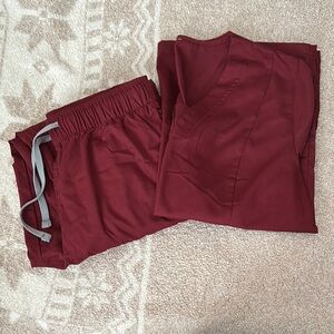 Maroon Scrub Set